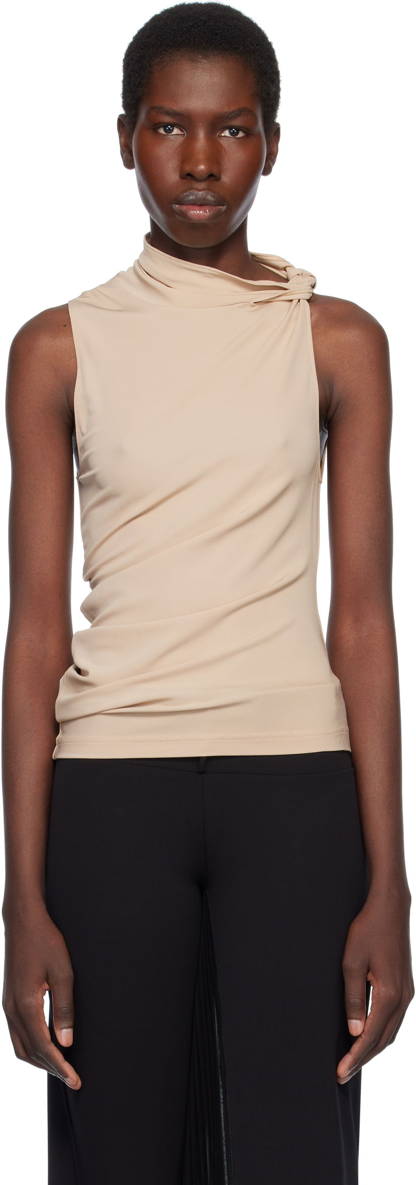 Majica brez rokavov Courrèges Courrèges Draped Jersey Tank Top Bež | 125JDE120JS0145