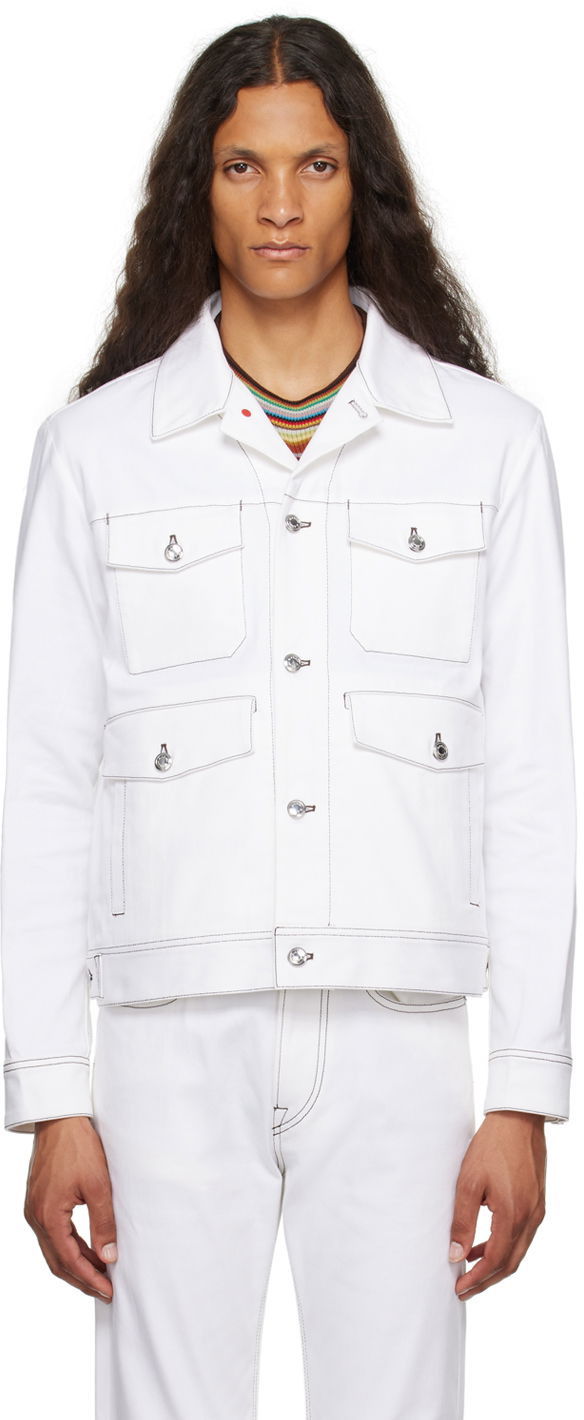 Jakna Paul Smith Paul Smith Western Denim Jacket Bela | M1R-530Y-L02116-01