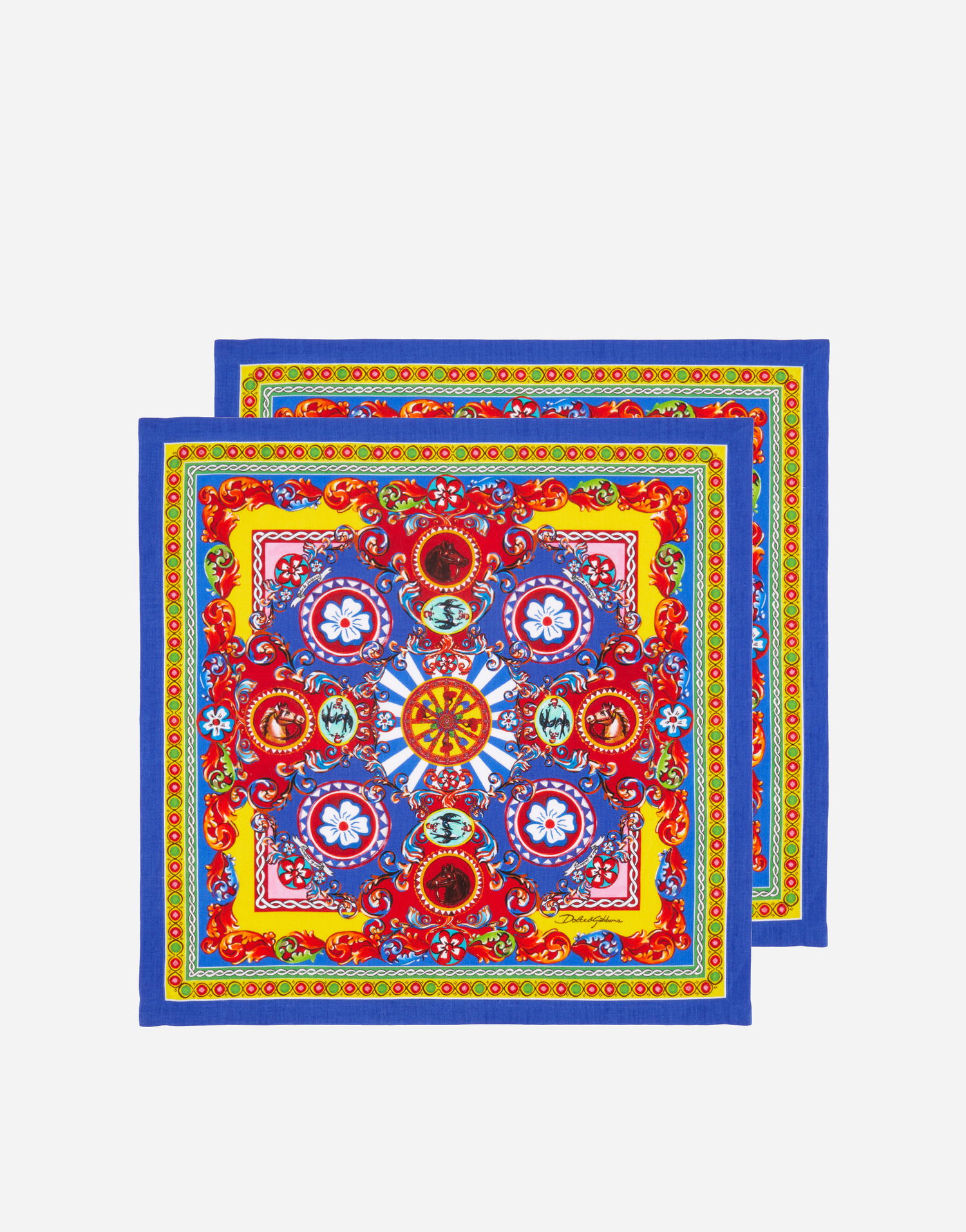 Home decor Dolce & Gabbana Set Of 2 Multicolor Linen Napkins Modra | TCGS05TCADNUC085, 0
