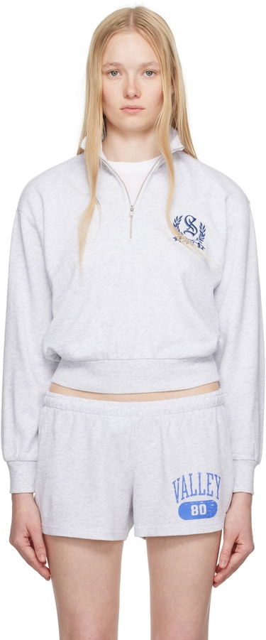 Pleteni pulover SKIMS SKIMS Lightweight Fleece Shrunken Quarter Zip Sweatshirt Siva | PL-PLO-8155W, 0