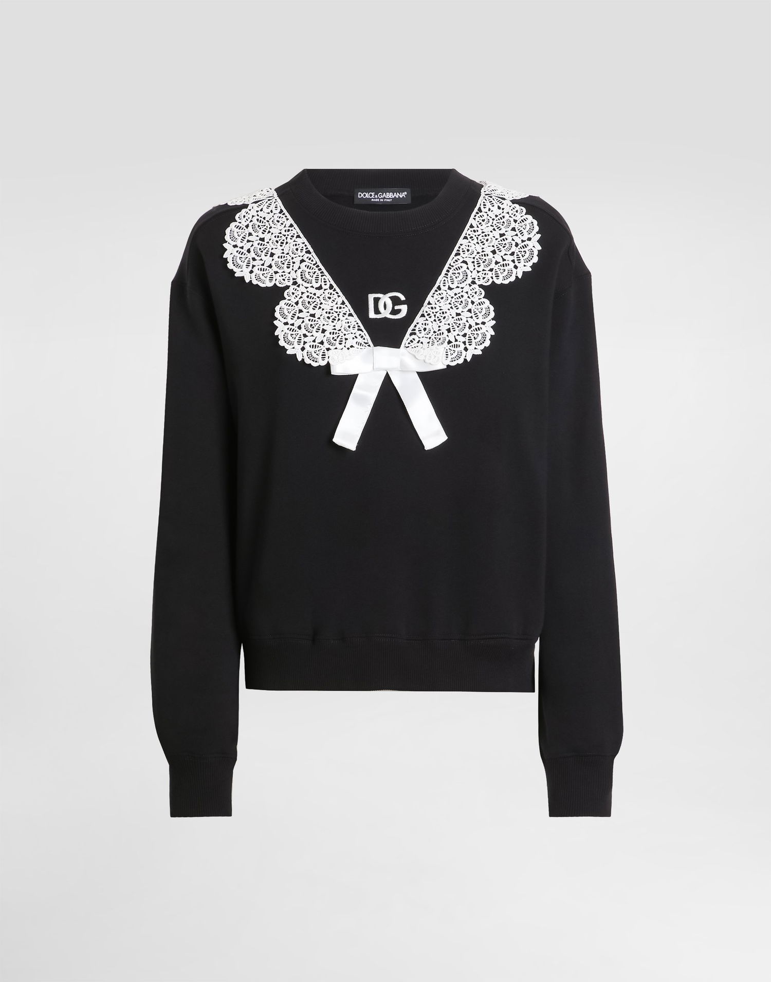 Pulover Dolce & Gabbana Sweatshirt With Macramé And Bow Črna | F9S43ZGDC6EN0000, 0