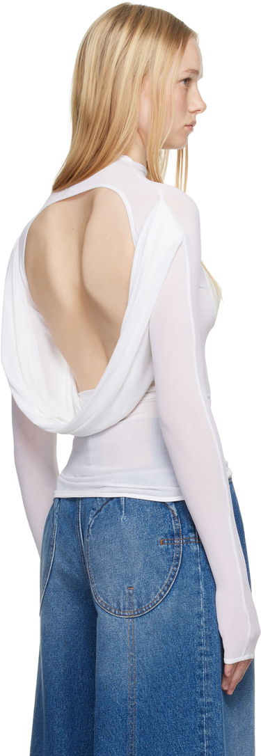 Majica Jean Paul Gaultier Jean Paul Gaultier 'The Backless Conical' Sheer Top Bela | 25/34-F-TO279-J082-1103, 2