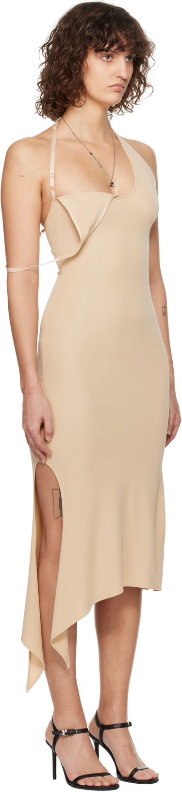 Obleke Courrèges Courrèges Undressed Jersey Maxi Dress Bež | 125JRO480JS0145, 1