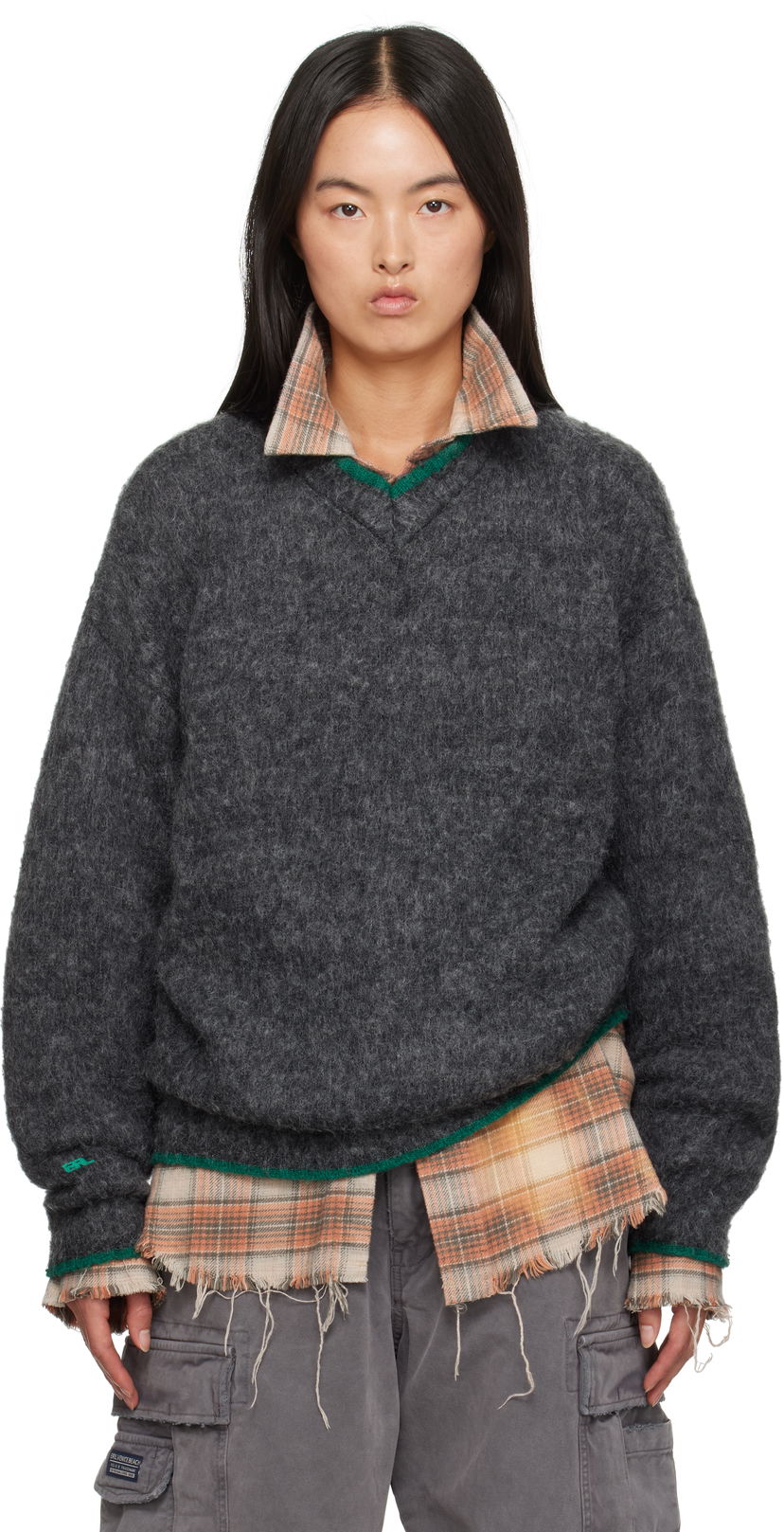 Pleteni pulover ERL Overwashed Pilling Sweater Siva | ERL09N005