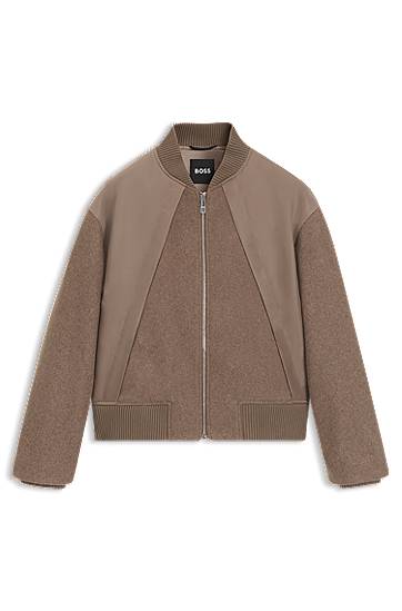 Bomber jakna BOSS BOSS Mixed-Fabric Bomber Jacket Rjava | 50543411, 0