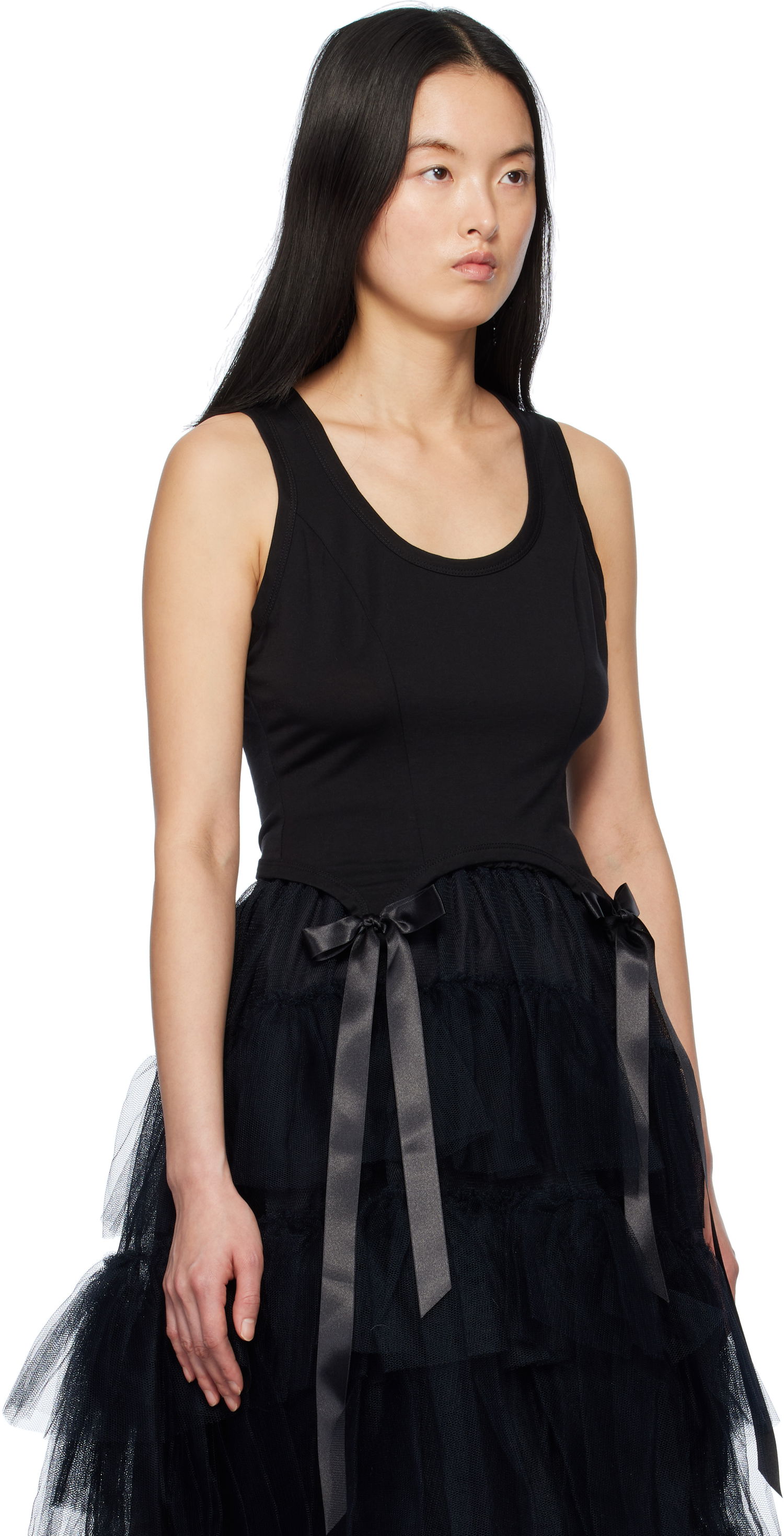Majica brez rokavov Simone Rocha Simone Rocha Bow Tail Tank Top Črna | 5222 0571, 1