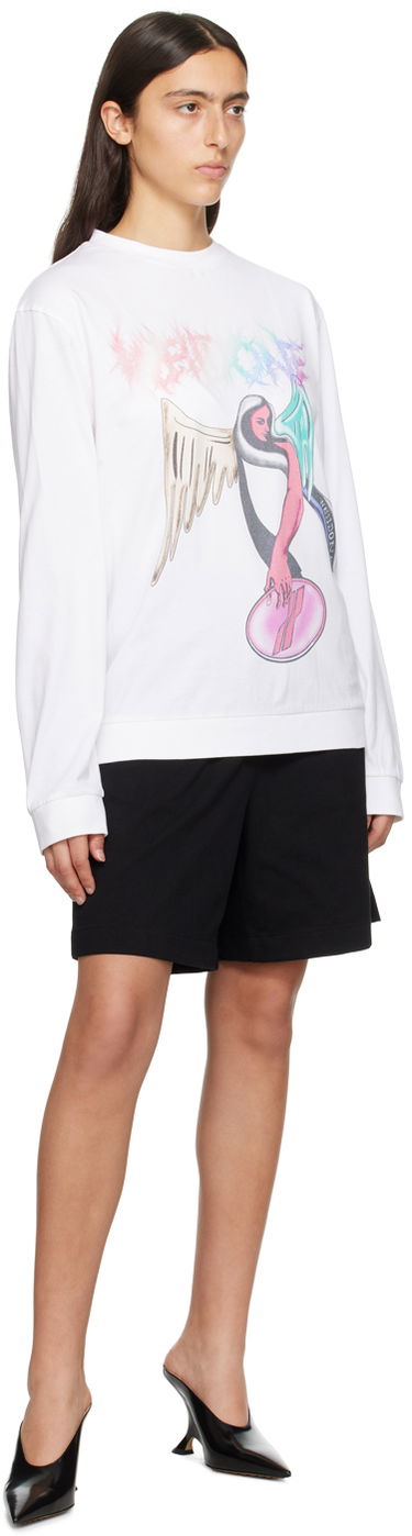 Pulover We11done We11done Angel Graphic Sweatshirt Bela | WD-TS3-23-785-U-WH, 3