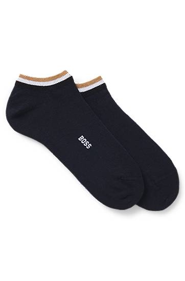 Nogavice BOSS Two-Pack of Ankle Socks with Signature Stripes Mornarica | 50503506