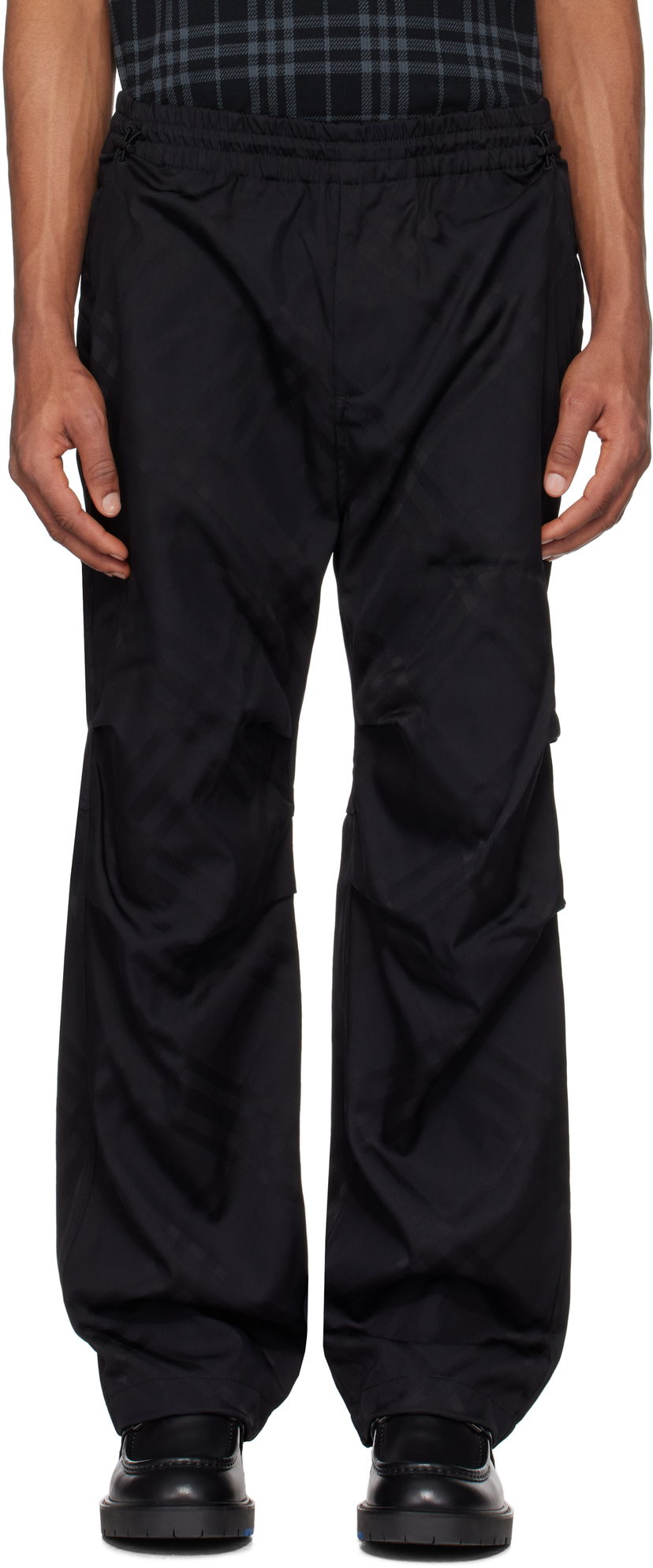 Cargo hlače Burberry Burberry Check Nylon Track Pants Črna | 8103963