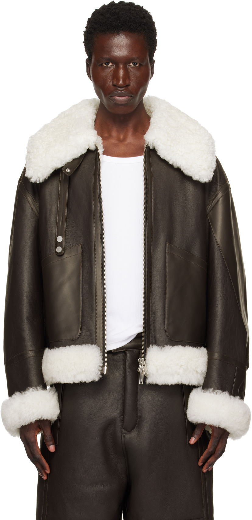 Bomber jakna Moose Knuckles Shearling Pilot Jacket Rjava | M34ML321