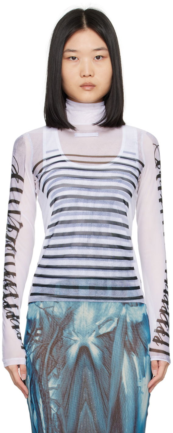 Majica Jean Paul Gaultier Jean Paul Gaultier Striped Turtleneck Top Bela | 24/30-F-TO198-J559-015900