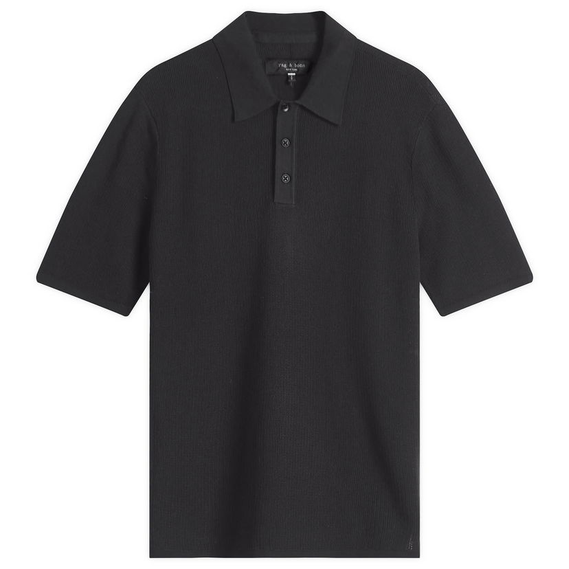 Polo majica rag & bone Rag & Bone Harvey Knit Polo Shirt, Large Črna | MBS22S018KI18-BLK