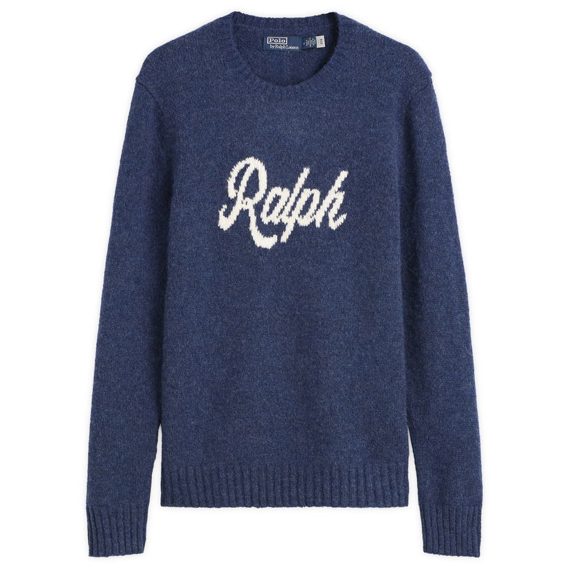 Pleteni pulover Polo by Ralph Lauren Authentic Cursive Ralph Logo Knit Jumper Modra | 710979098001-BLU