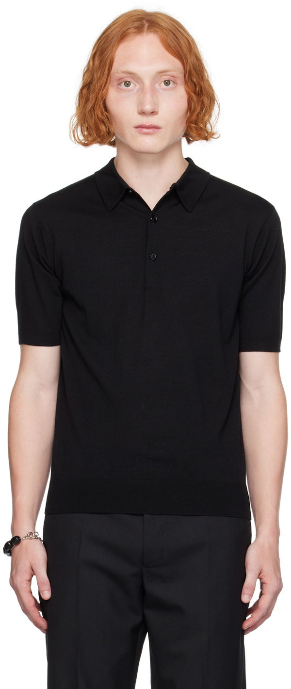 Polo majica Dries Van Noten Black Three-Button Polo Črna | 242-021202-9700, 0