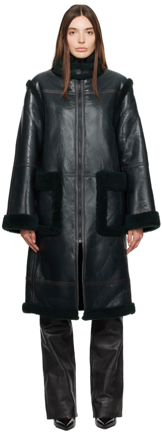 Plašči Helmut Lang Helmut Lang Zip Shearling Coat Zelena | N07HW401