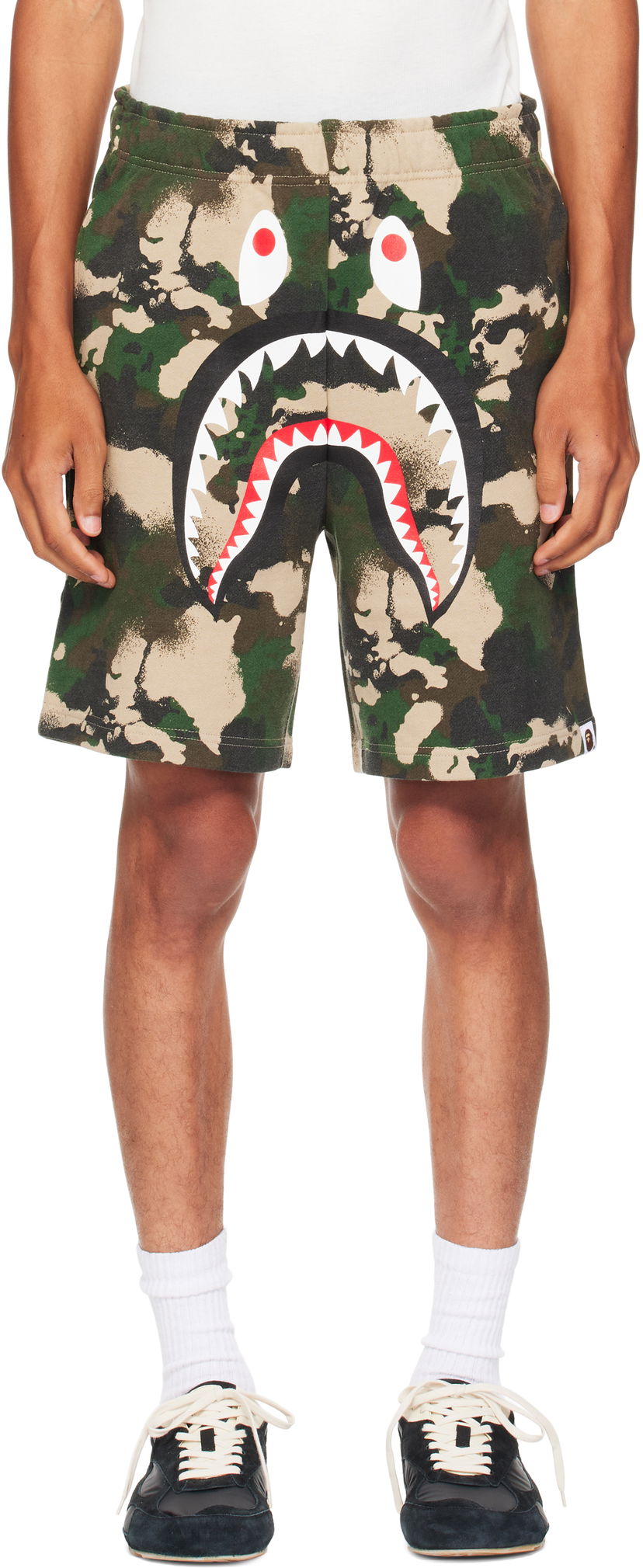 Kratke hlače BAPE Map Camo Regular Fit Shark Sweat Shorts Zelena | 001SPL301001M