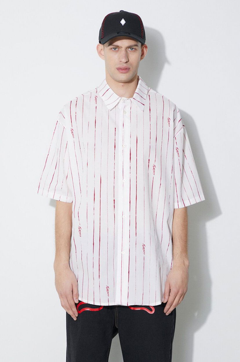 Srajce Marcelo Burlon Oversized Shirt With Print Bela | CMGG004S24FAB0010128