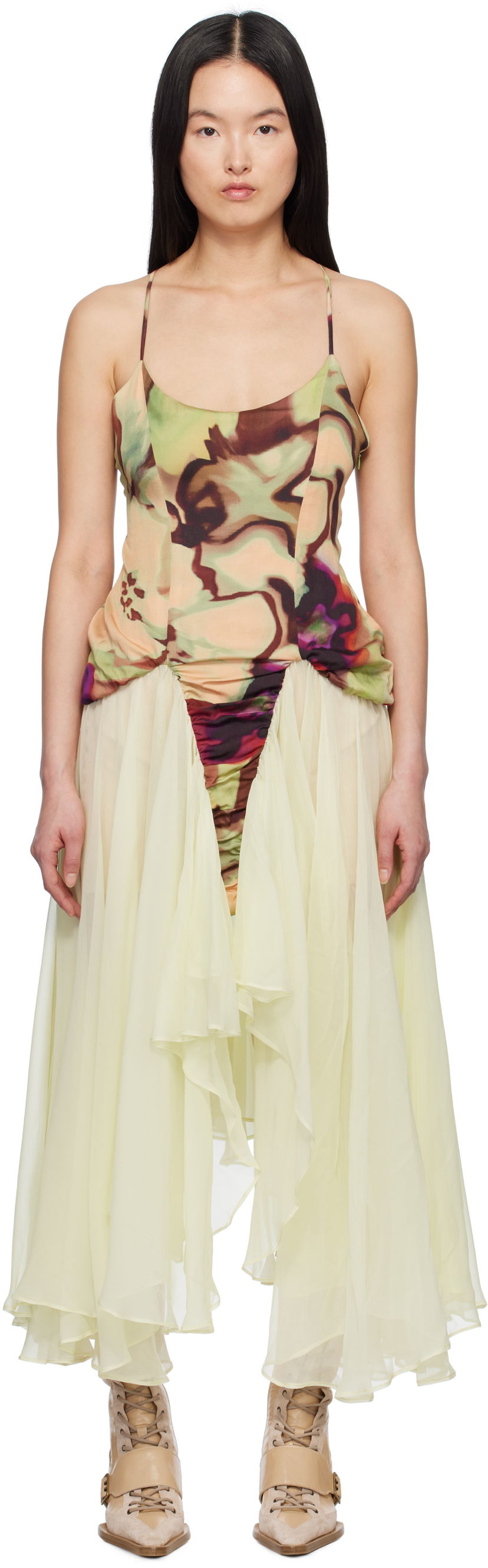 Obleke Collina Strada Collina Strada Magnolia Print Maxi Dress Večbarvna | XX4013
