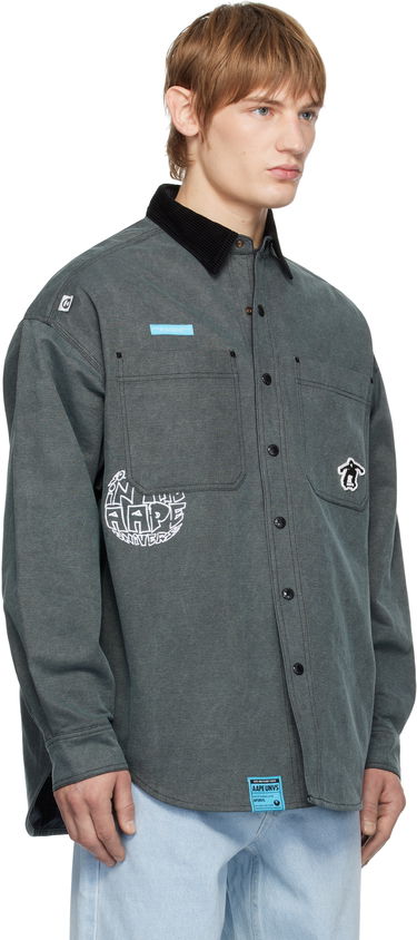 Srajce AAPE by A Bathing Ape AAPE by A Bathing Ape Reversible Logo Button Down Shirt Siva | AAPSTM8502XXNBKL, 1