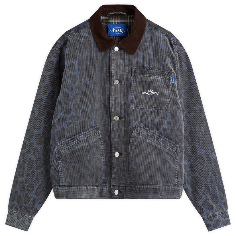 Jakna Awake NY Awake NY Leopard Corduroy Work Jacket Modra | AWK-SP25-OT005-NVY