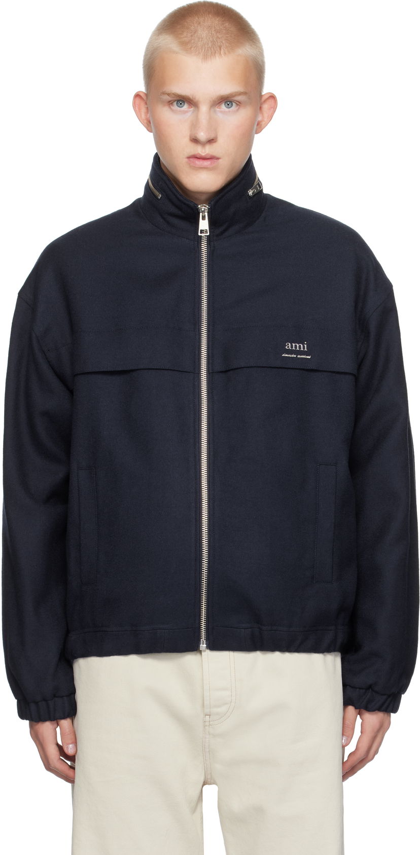 Vetrovka AMI Paris AMI Windbreaker Jacket Mornarica | HJK058.WV0018