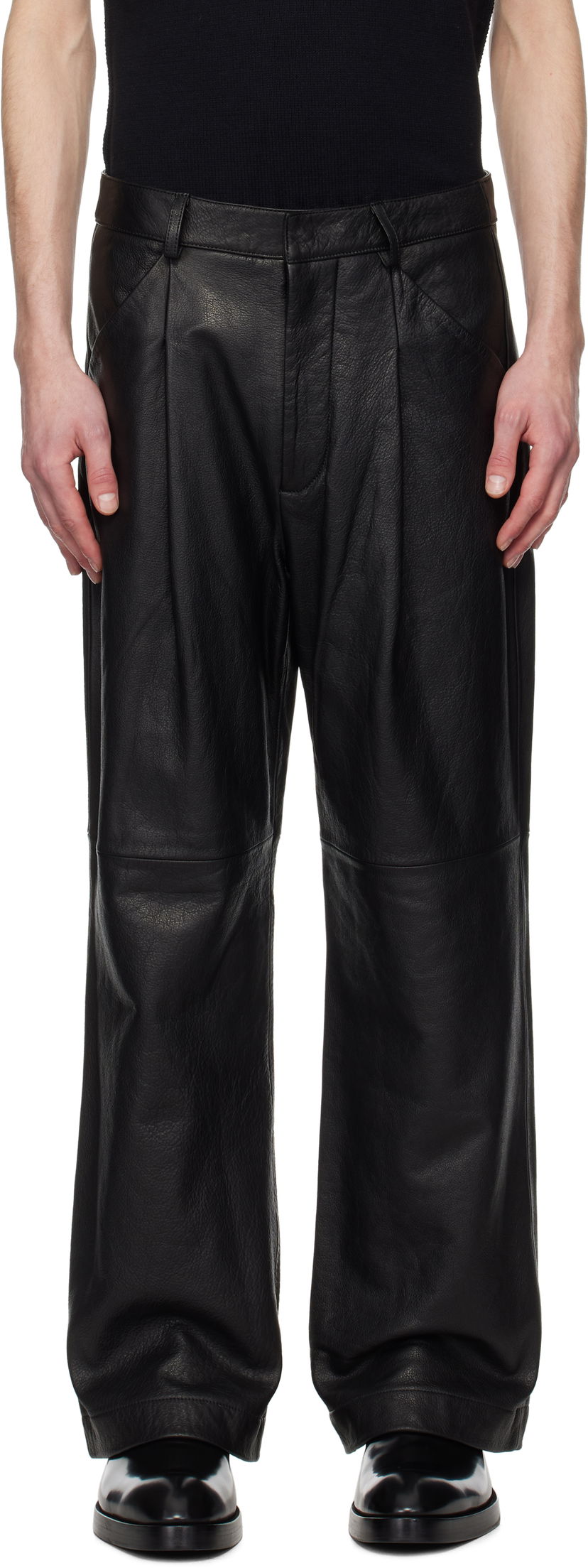 Hlače Entire Studios Entire Studios DC Leather Trousers Črna | ES2668BL