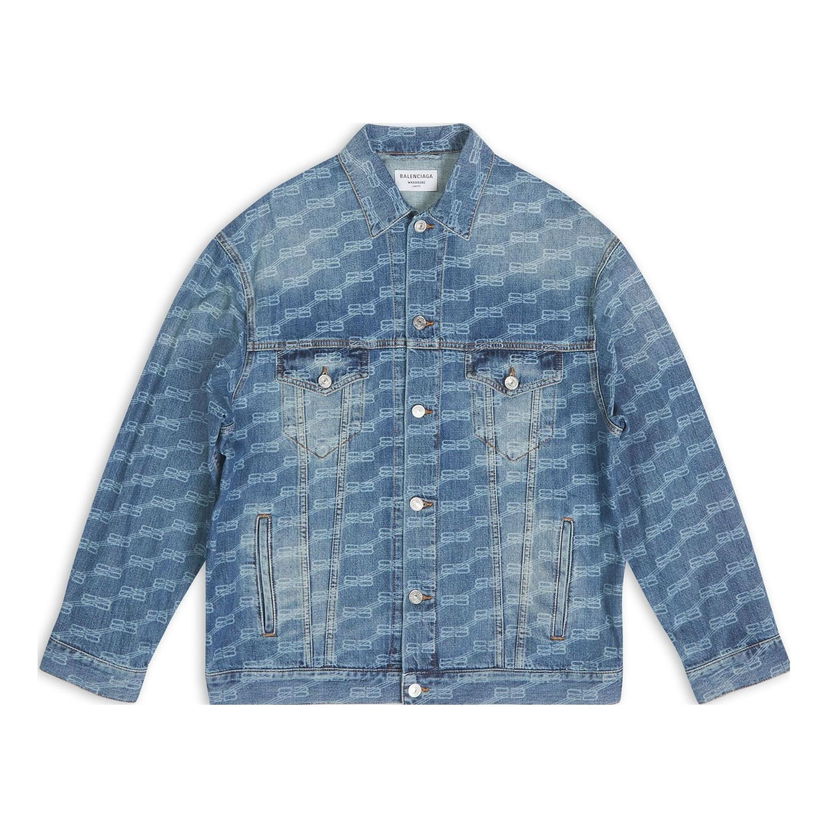 Jakna Balenciaga Monogram Large Fit Denim Jacket Modra | 675208TMW370443