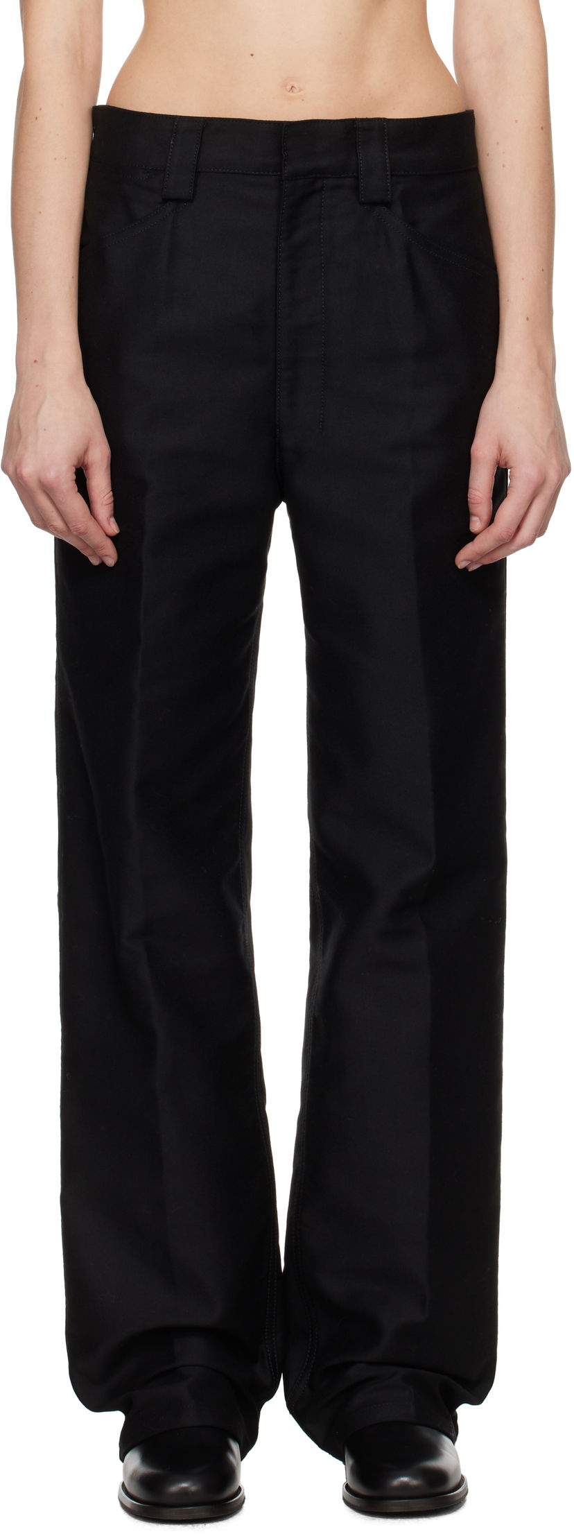 Hlače LEMAIRE Lemaire Straight Trousers Črna | PA1119 LF1300