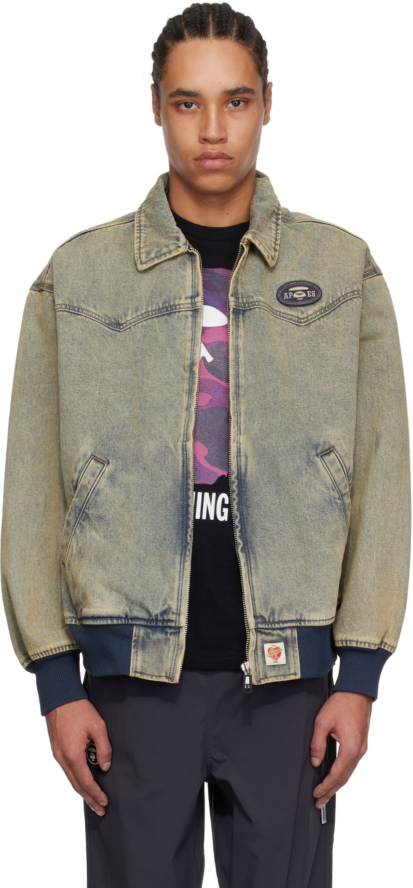 Jakna AAPE by A Bathing Ape AAPE by A Bathing Ape 'AAPE' Main Lightweight Denim Bomber Jacket Modra | AAPLJM7706XANBLL