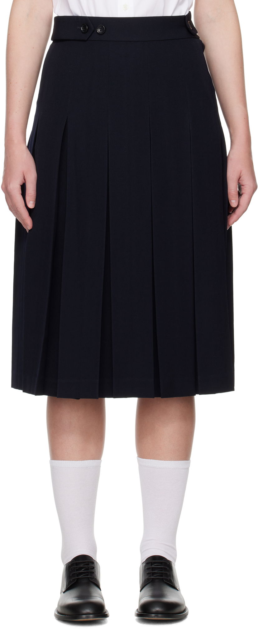 Krila Comme des Garçons Girl Pleated Midi Skirt Mornarica | NO-S003-051-2