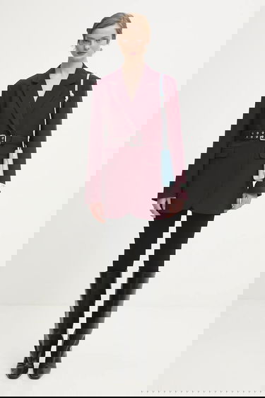 Jakna GANNI Future Twill Suiting Belted Blazer Bordo | W0403, 5