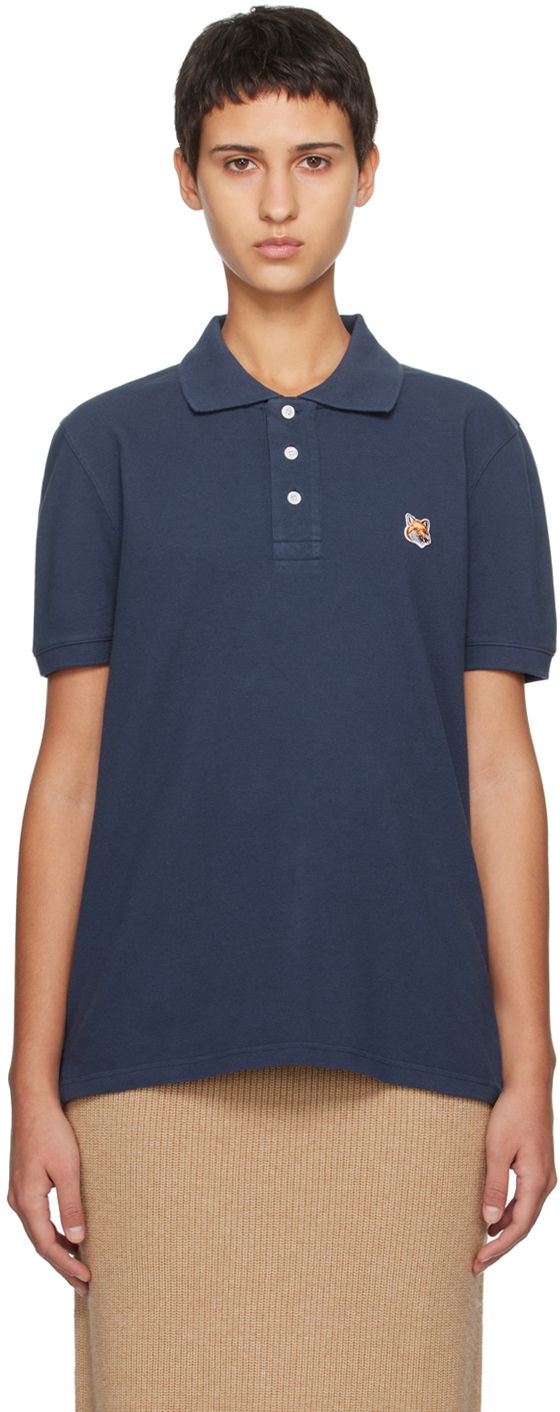 Polo majica MAISON KITSUNÉ Fox Head Polo Mornarica | LM00208KJ7002