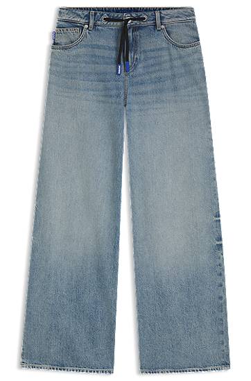 Kavbojke BOSS HUGO Baggy-Fit Jeans with Drawcord Modra | 50546341