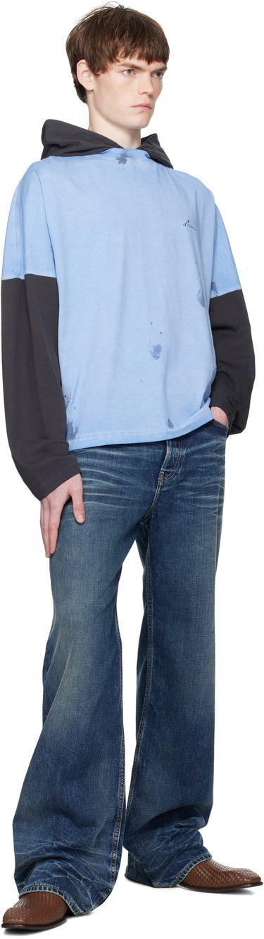 Pulover We11done We11done Painted Long Sleeve Hoodie Modra | WD-TT2-25-784-U-BL, 3