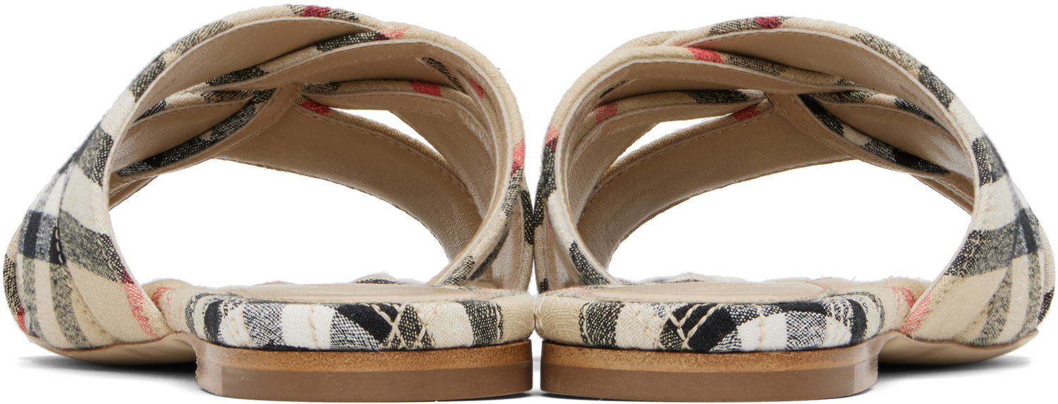 Oblačila Burberry Burberry Check Cabana Slides Bež | 8111378, 1