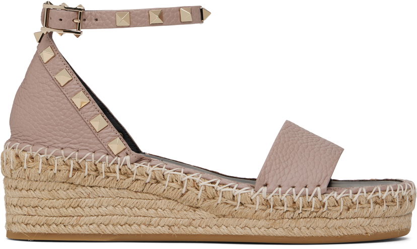 Nega čevljev Valentino Valentino Garavani Double Rockstud Espadrille Wedge Sandals Roza | 6W2S0HB1VTO
