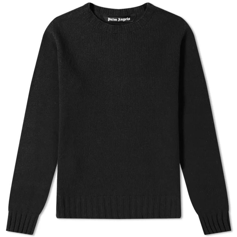 Pleteni pulover Palm Angels Wool Logo Crew Knit Črna | PMHE027F20KNI0011001