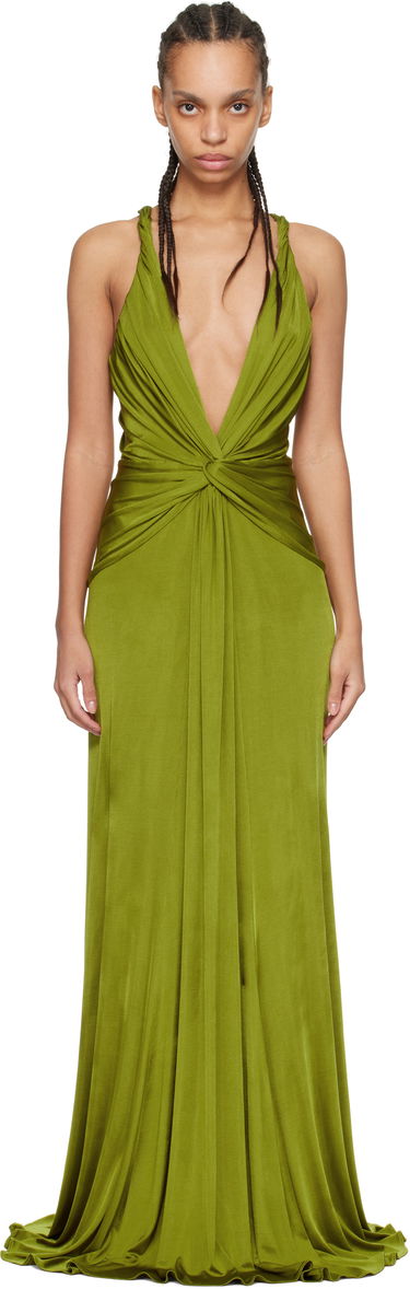 Obleke Tom Ford Tom Ford V-Neck Criss-Cross Maxi Dress Zelena | ABJ834-JEX114, 0