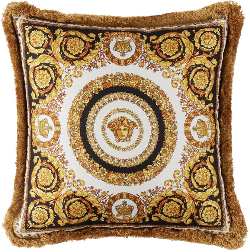 Home decor Versace Gold & Black Crete De Fleur Cushion Rumena | ZCU454501_ZSEP0184