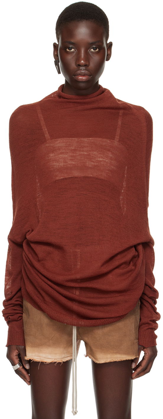 Pleteni pulover Rick Owens Shroud Turtleneck Top Rdeča | RO01D2687 KM