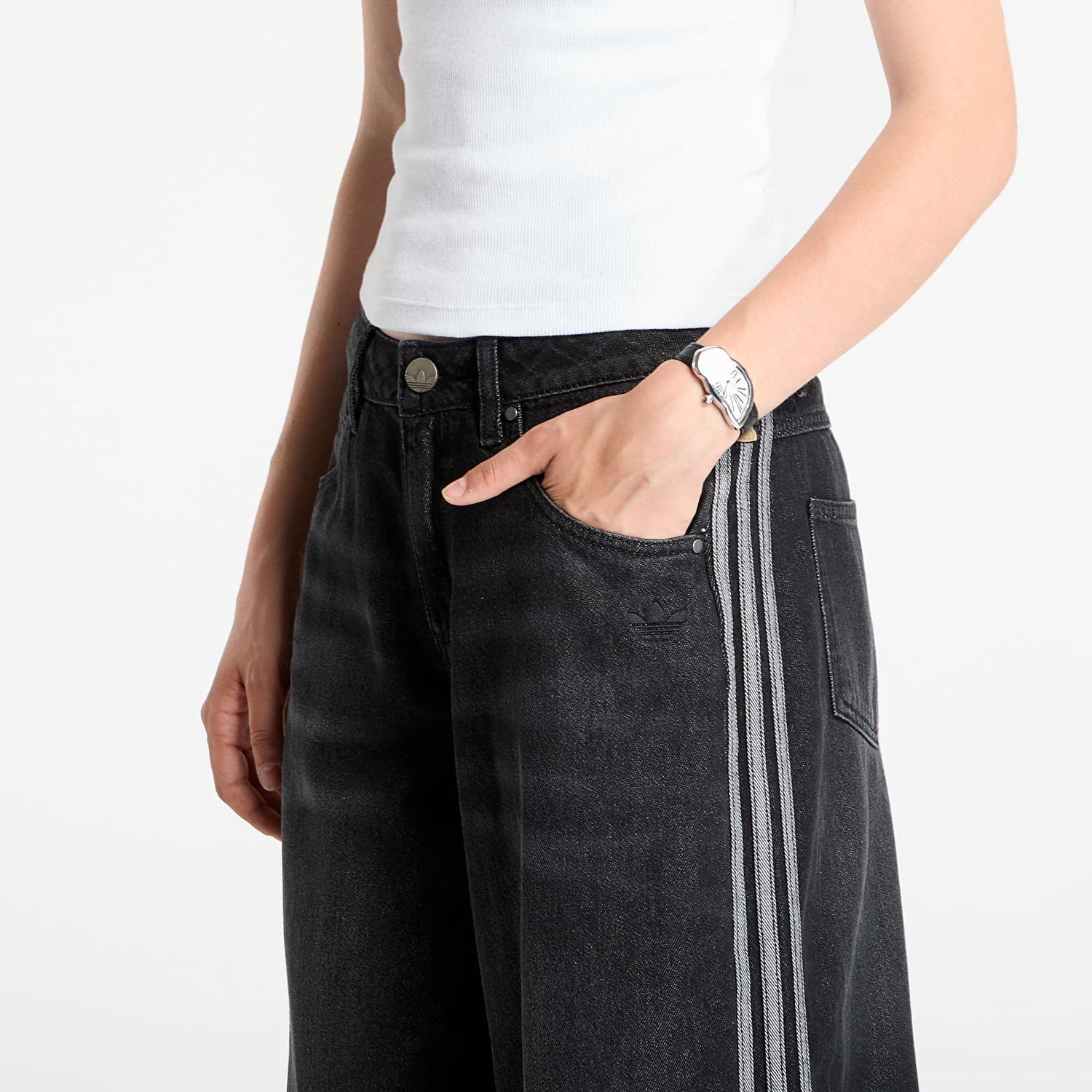 Kavbojke adidas Performance Adicolor Adilenium Wide-Leg Jeans Črna | JV7453, 1