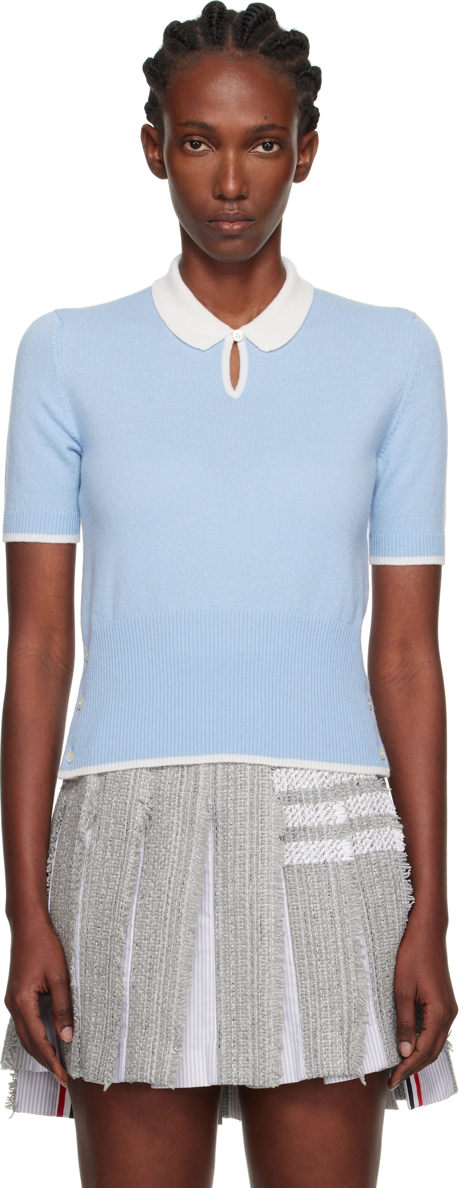 Polo majica Thom Browne Thom Browne Stitch Cashmere Polo Modra | FKP122A-Y2001, 0