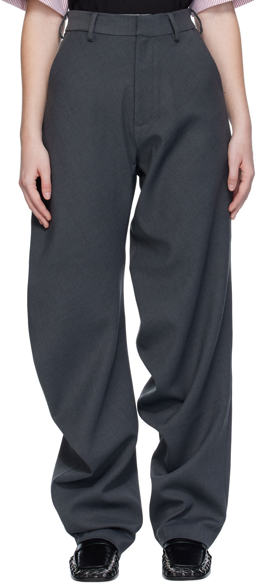 Hlače Charles Jeffrey Loverboy Charles Jeffrey LOVERBOY Topsy Turvy Wide-Leg Trousers Siva | 52030406