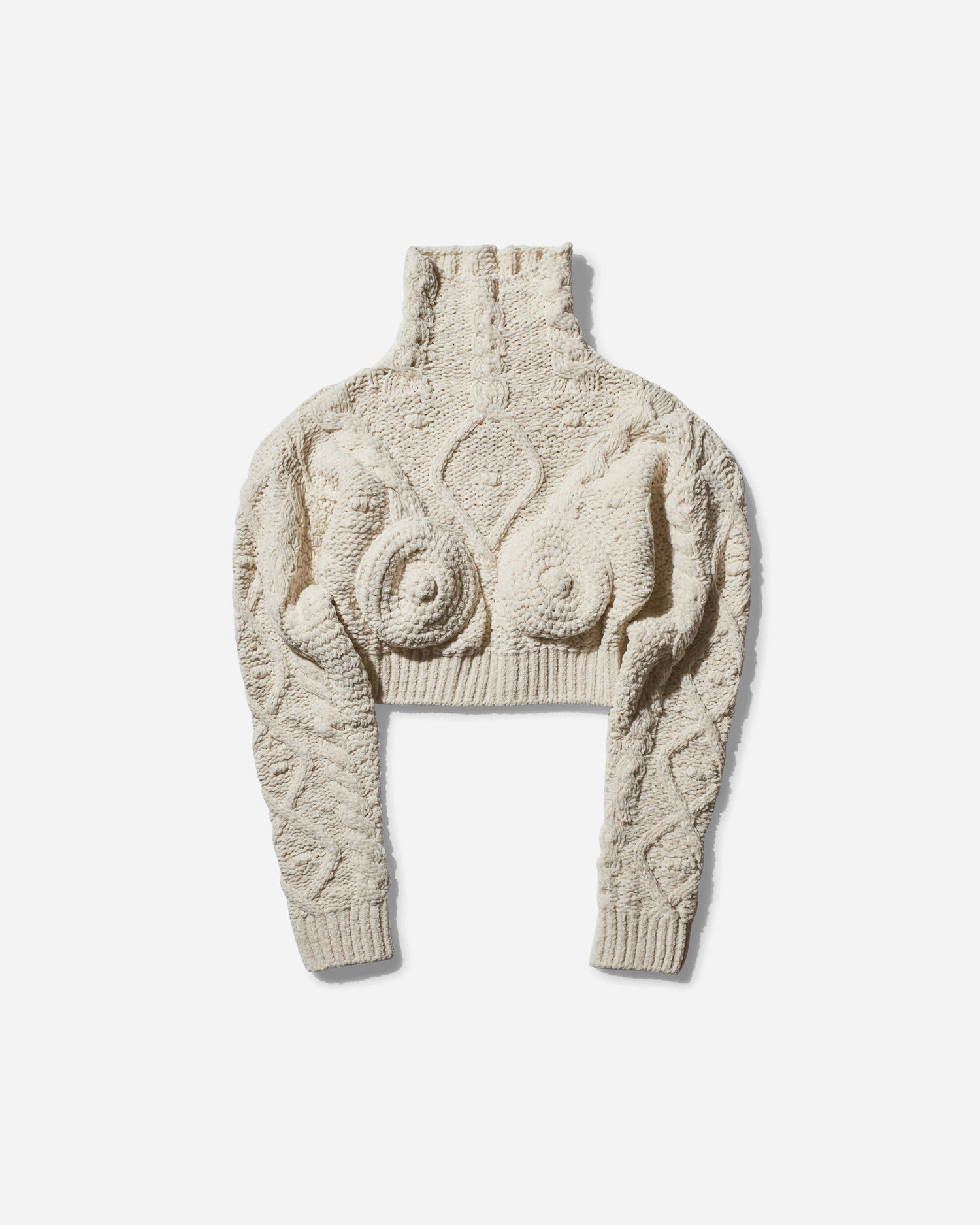 Pleteni pulover Jean Paul Gaultier Conical Turtleneck Sweater Bež | 2431FPL058-M081 64, 1