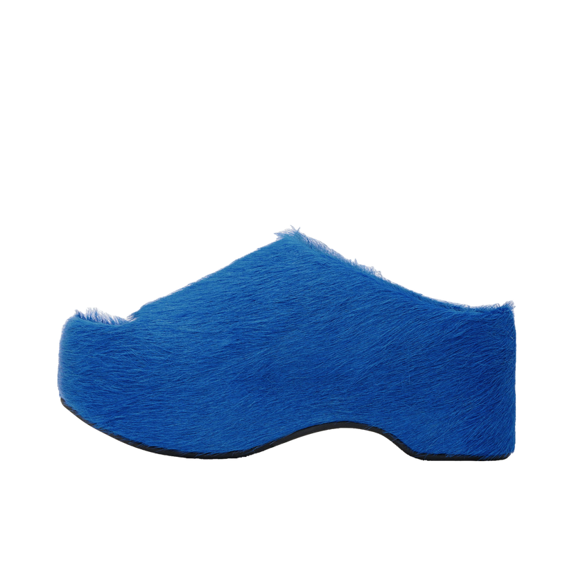 Superge in čevlji Marni Long-Hair Calfskin Chunky Clog Slide Sandals Modra | SAMS021004 P4122