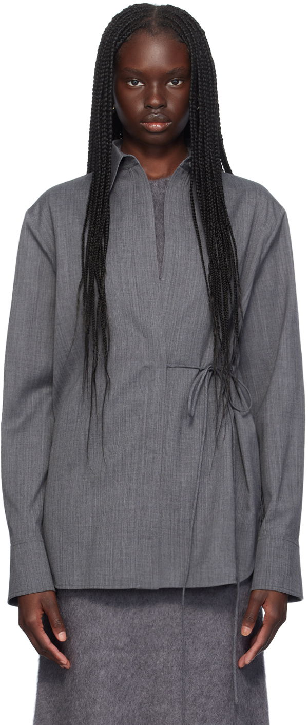 Srajce Jil Sander Self-Tie Long Sleeve Shirt Siva | J02DL0154_J40171