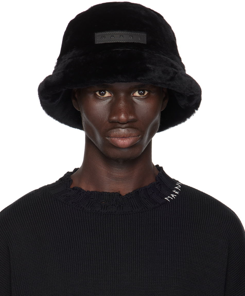 Klobuk Marni Shearling Bucket Hat Črna | CLMC0055AX ULM094, 0