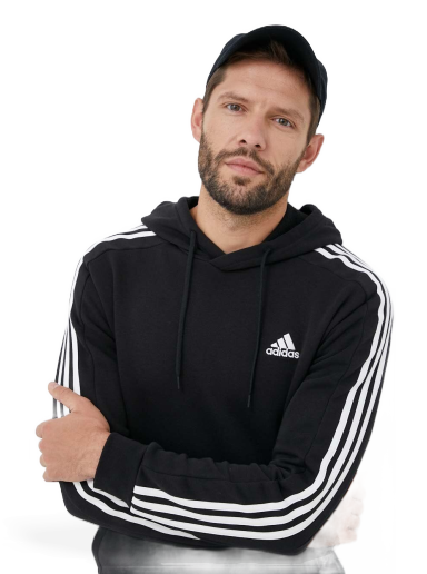Pulover adidas Performance Essentials Fleece 3-Stripes Hoodie Črna | IB4028
