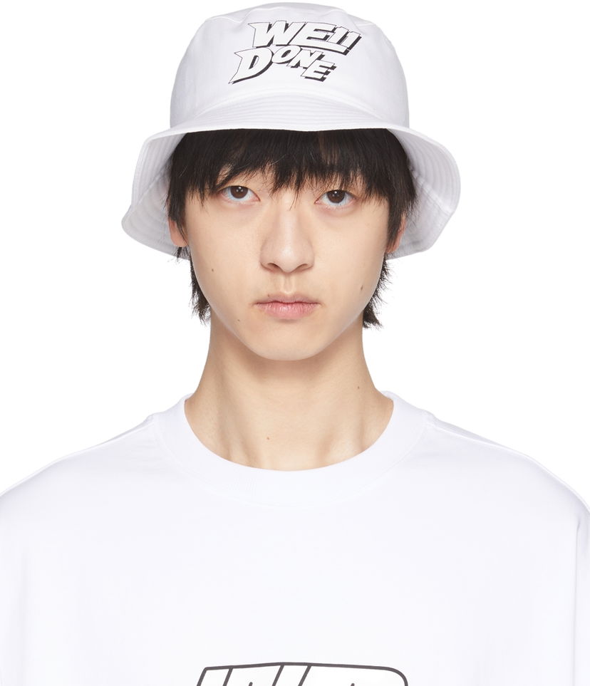 Klobuk We11done We11done Basic Logo Bucket Hat Bela | WD-AH1-22-407-U-WH