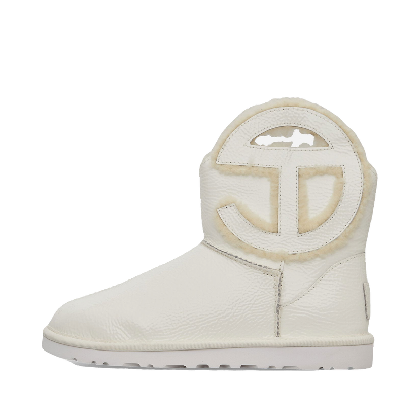 Superge in čevlji UGG Telfar Logo Mini Crinkle Leather Boots White Bež | 1155790 WHT